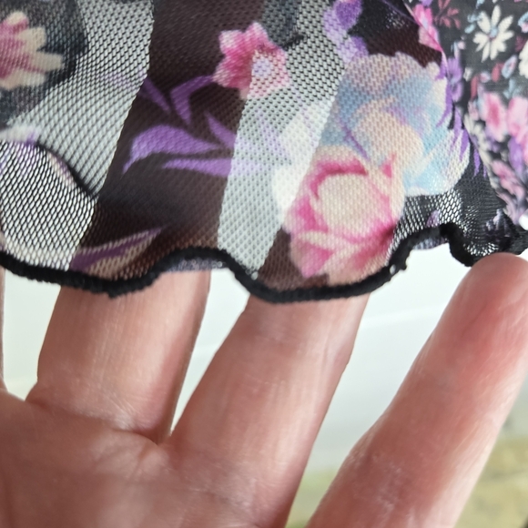 Retro Y2k Crave Fame Floral Mesh Sheer Top - Picture 6 of 7
